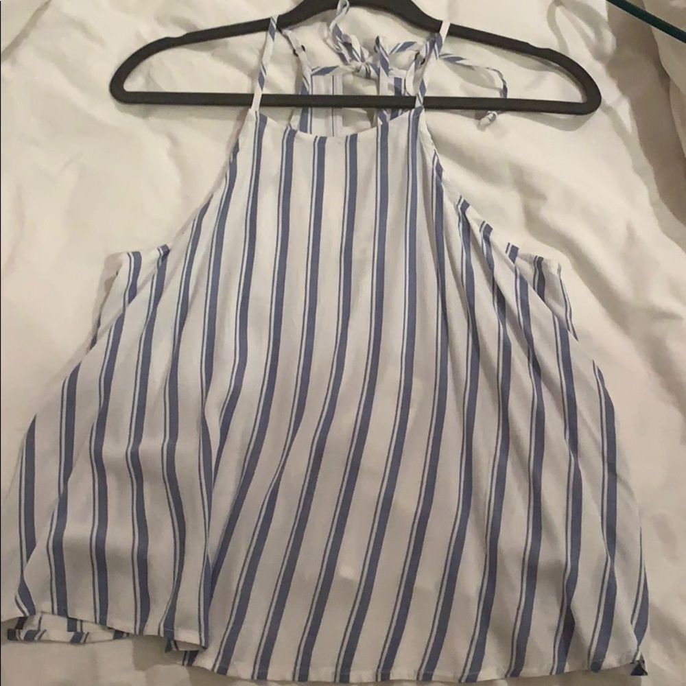 blue and white striped hollister top